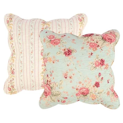 Greenland Home Antique Rose Floral Pillow Set with Removable Covers 18"x18" Blue - Image 1 of 4