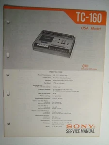 Manual de servicio original reproductor de cassette Sony TC-160 - Imagen 1 de 1