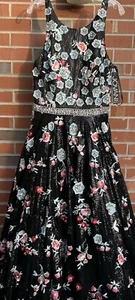 Vestido Jovani Estampado Floral Negro Lentejuelas Talla 14 Nuevo con Etiquetas - Imagen 1 de 8