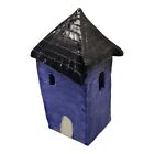 Studio Art Pottery Ceramic Haunted House Halloween Decor Purple Black Signed