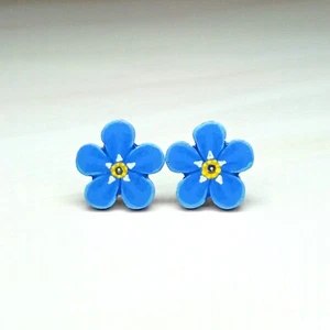 Handmade Forget Me Not Earrings Jewellery Bereavement Gift Blue Flower Studs