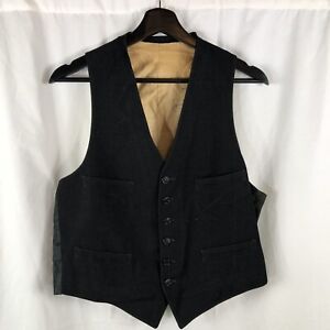 Antique Vintage 1930s Waistcoat Vest Buckle Back Denim
