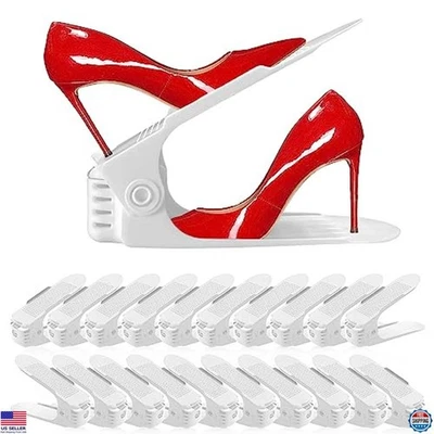 20-Pack Adjustable Shoe Slots Organizer - 4-Level Stackers, Space-Saving Holders - Imagem 1 de 4