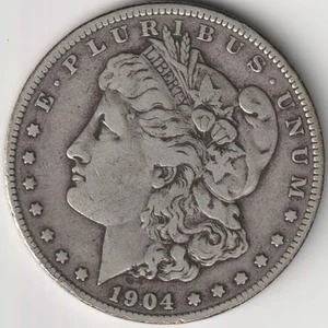 BETTER DATE 1904-S MORGAN SILVER DOLLAR F-VF - Picture 1 of 2