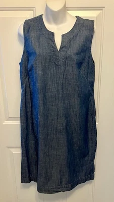 Vestido recto de mezclilla para mujer Talbots talla 12 redondo con cuello de cerradura azul cambray Foto 1 de 4