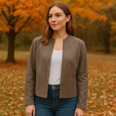 Chaqueta/ablazer Eileen Fisher talla M 100 % seda marrón Foto 1 de 4