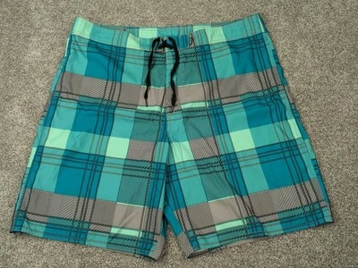 Joe Boxer Board Shorts Para Hombres 40 Verde Azul Cuadros Híbrido Natación Surf Playa Sin Forro Foto 1 de 4