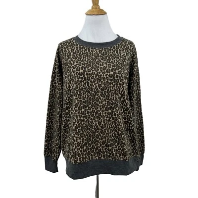 Espléndido Pijama Camisa Mujer S Pequeño Estampado Leopardo Manga Larga Crew Pullover Top Foto 1 de 4