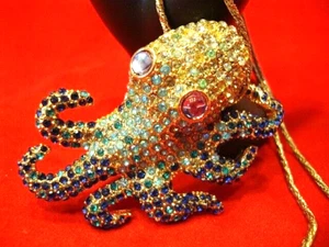 Strass mehrfarbig Kristall OKTOPUS goldfarben Anhänger & Kette Halskette - Bild 1 von 9