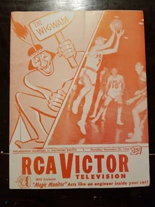 1952 PHILADELPHIA WARRIORS BASKETBALL PROGRAM v. BULLETS INDIANAPOLIS OLYMPIANS - Picture 1 of 8