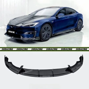 Dry Carbon Fiber Front Bumper Lip Splitter Body Kit Fits 2021-2024 Tesla Model S - Picture 1 of 12