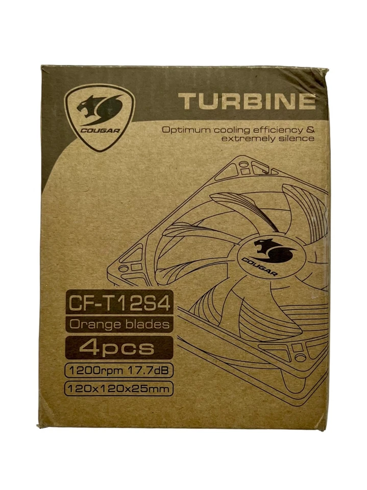 NEW Cougar Turbine CF-T12S4 Case Fan 1200rpm 3 Pin 120MM (4 pcs) - Image 1 of 4