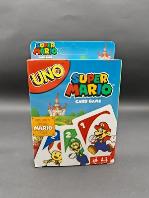 MATTEL UNO Super Mario Kartenspiel Luigi Yoshi Peach Toad Gesellschaftsspiel Neu & Ovp