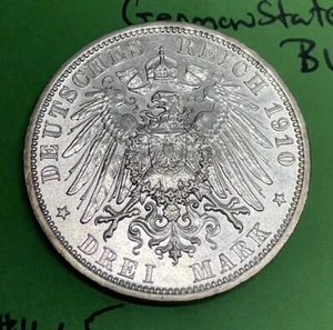 1910-A PRUSSIA (German State) 3 Mark Silver 0.900 - Wilhelm II - Picture 1 of 4