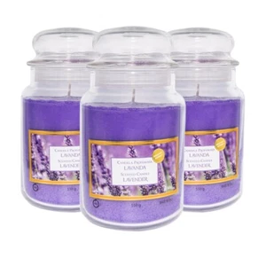 3 CANDELE PROFUMATE GIARA STILE YANKEE CANDLE 510gr IN VETRO - LAVANDA - Foto 1 di 7