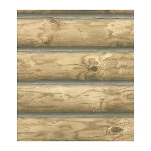 Lake Forest Lodge Rustic 3-D Mountain Logs Cabin Sure Strip Wallpaper CH7977 - Picture 1 of 6