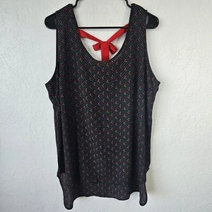 Liberty Love All Over Cherry Print Blouse Tank SZ 1X Bows Retro Cottage Classic - Picture 1 of 13
