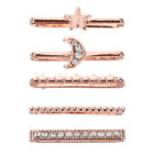 5Pcs Rose Gold Watchband Rings with Diamonds - Accessories