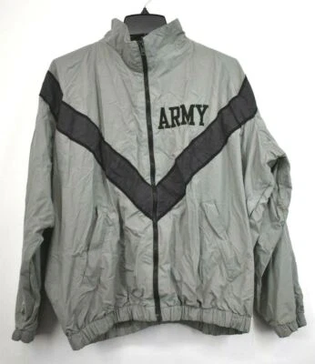 Армия унисекс серый черный полный молнии длинным рукавом работает спортзал ветровка куртка - Изображение 1 из 4