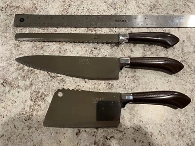 Cuchillo de pan de chef vintage GINSU cuchilla de acero inoxidable asas marrones EE. UU. Foto 1 de 4