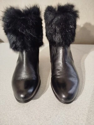 HEYRAUD Bottines Boots Cuir Lisse Noir T 37.5  ETAT NEUF Foto 1 de 4