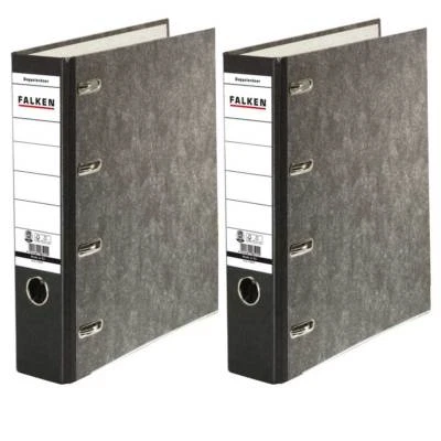 2 x Doppelordner Falken 2x A5 quer 70 mm Wolkenmarmor schwarz für Kontoauszüge