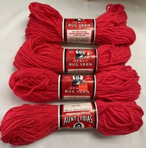 LOT OF 4 Skeins 70 Yards each Aunt Lydia’s Heavy Rug Yarn Lot #120 Red - Picture 1 of 2