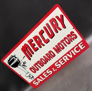 Mercury Outboard Motors Sales & Service Aluminum Tin Sign 12" x 18" - Picture 1 of 1