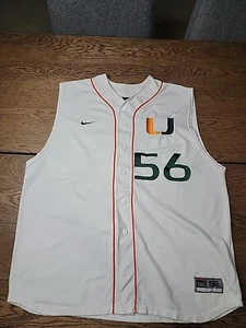 Miami Hurricanes Vintage Button Up Baseball Jersey Vest Sz 52 Nike Team #56 - Picture 1 of 12