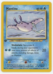 Tarjeta de Pokémon Mantine 64/111 primera edición común Neo Genesis 2000 WOTC primera - Imagen 1 de 7
