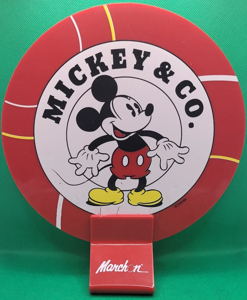 Expositor de tienda Mickey & Co vintage con soporte anteojos Marchon letrero de plástico de 9" Foto 1 de 4