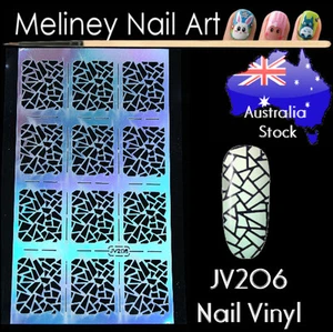 JV206 Shattered Glass Nail Vinyl Sticker decoration Stencil Vinyls Art Craft - Picture 1 of 1
