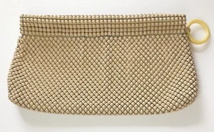VTG 1960s Whiting And Davis Mesh Clutch Domed Ivory 12"x6" Zip Lucite Charm NICE - Picture 1 of 8