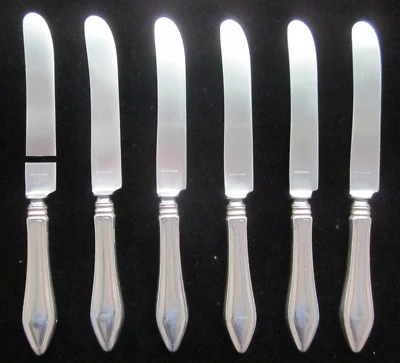 Mary Chilton/Towle: 6 cuchillos de cena de plata de ley de 9" (sin monogramas) Foto 1 de 3