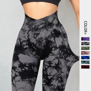 Seamless Tie Dye Leggings Women Yoga Pants Push Up Sport Fitness Running Gym Leg - Picture 1 of 11
