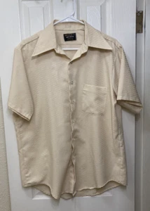 Vintage 70s Cream Polyester Short Sleeve Shirt by JC Penney, Sz 16, Large - Picture 1 of 5