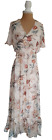 POMODORO Romatic Beige Floral Print Layered  V Neck Dress Size 8 NEW Rrp 112