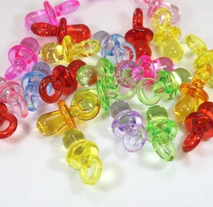 25 Mixed Color Transparent Acrylic Smooth Baby Nipple Pendants 30X15mm Craft DIY - Picture 1 of 4