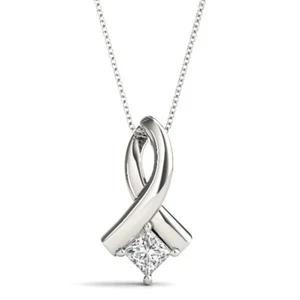 IGI Certified D/VS Lab-Created Princess Diamond Four Prong Set Solitaire Pendant - Picture 1 of 41