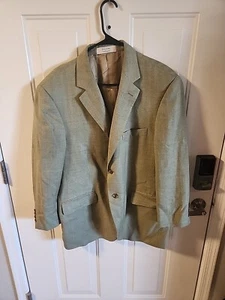 John W Nordstrom Men 44R Green Herringbone Wool Suit Jacket Sport Coat Tweed - Picture 1 of 12