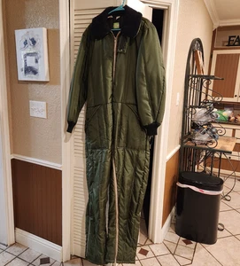 VTG  60s/70s Sears Men's L Insulated Coveralls Large Green Belted Suit USA READ! - Picture 1 of 17