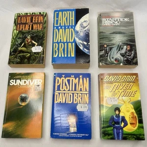 6 x Books by David Brin Vintage Science Fiction Earth Sundiver River of Time - Bild 1 von 16