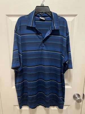Nike Golf Para Hombre Mediano Nike Calce Seco Azul Negro Rayas Golf Polo Informal Foto 1 de 4