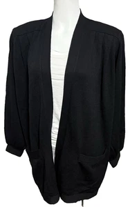 ST. John Basics Cardigan Oversized Sweater Black Santana Knit M By Marie Gray - Picture 1 of 17
