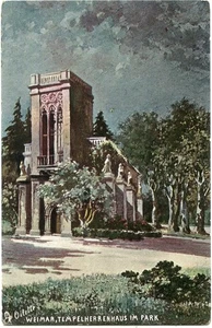 Tucks's Oilette-Künstler-AK WEIMAR Tempelherrenhaus im Park bei Nacht um 1910 - Bild 1 von 1