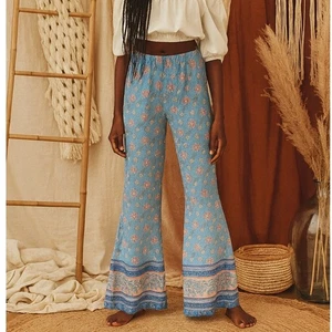 Damen Bohemian Paisley Schlaghose blau geblümt Gr. Medium Resortwear Festival  - Bild 1 von 10