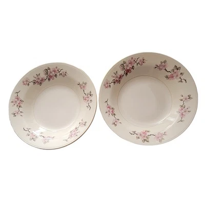 Dos cuencos chinos con cáscara de huevo Nautilus Homer Laughlin flor de manzano hechos de colección 1943 Foto 1 de 4