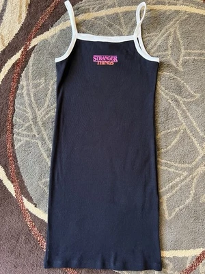 Vestido midi H&M negro blanco acanalado Stranger Things ajustado niños talla 12-14 Foto 1 de 4