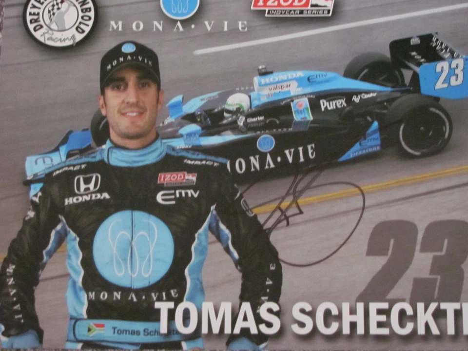 2010 Tomas Scheckter Monavie Honda Dallara Indy 500 Indy Car postcard signed - Image 1 of 2