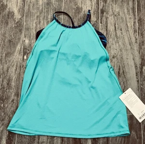 NWT Girls IVIVVA by LULULEMON sz 12 TWO BE ONE Layered Bra Tank Aqua Blue NEW - Picture 1 of 6